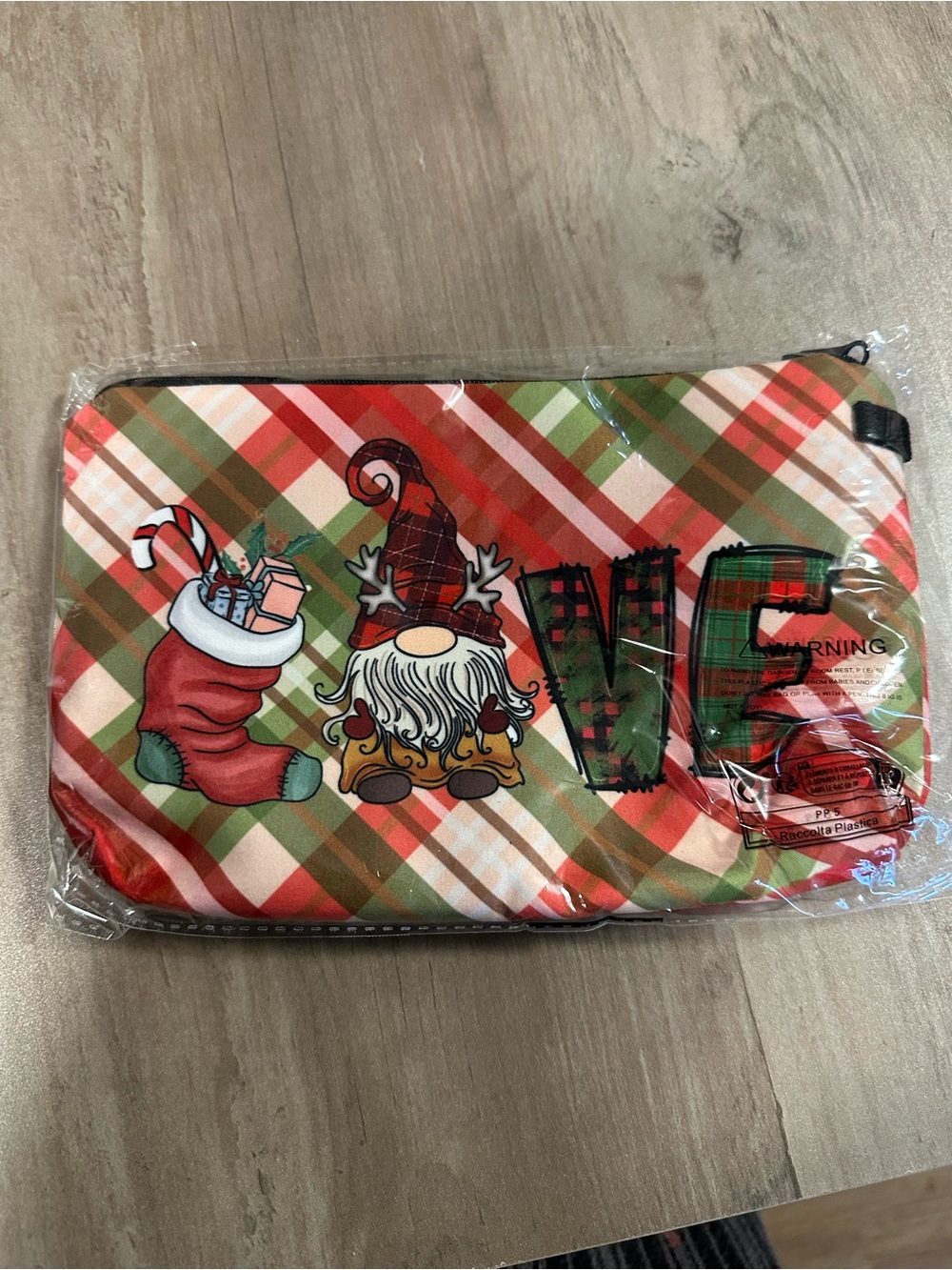Christmas Gnome Cosmetic Bag NWT